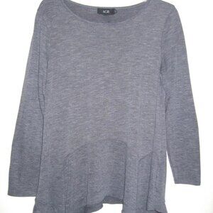 AGB Womens Knit Pullover Top Long Sleeve Gray -Fits like a Medium